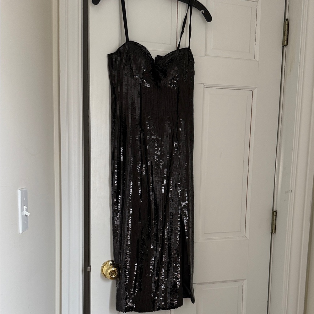 J. Crew Collection  Strapless Black Sequin Dress 00